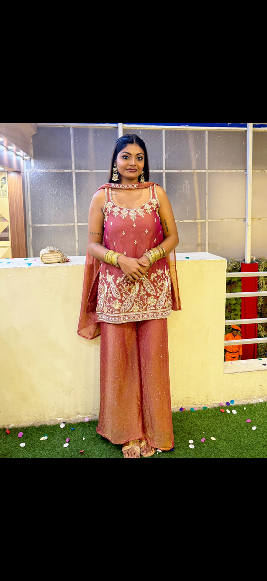 Gulnaar Shimmer Indo-Western Set