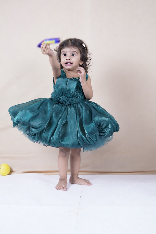 Teal Green or Peacock Blue Balloon Gown