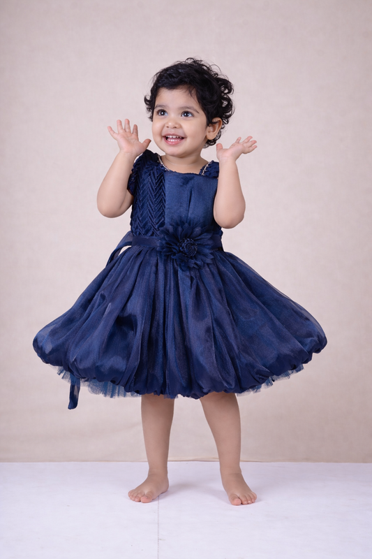 Navy Blue Balloon Frock,
