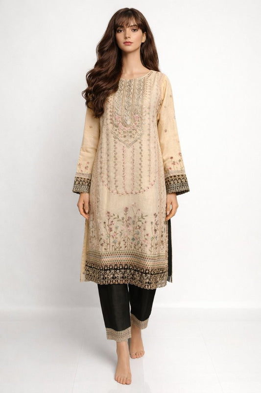 Embroidered Straight kurti set For Women