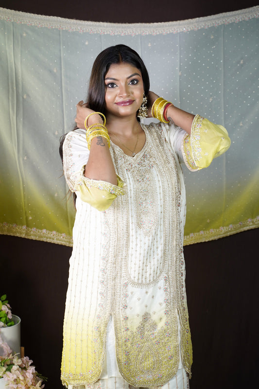 Designer Kurta-Palazzo Set (3 piece Ethnic Suit)