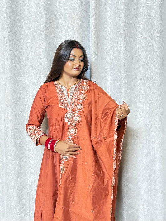 Rust Orange / Terracotta shade 3 piece suit